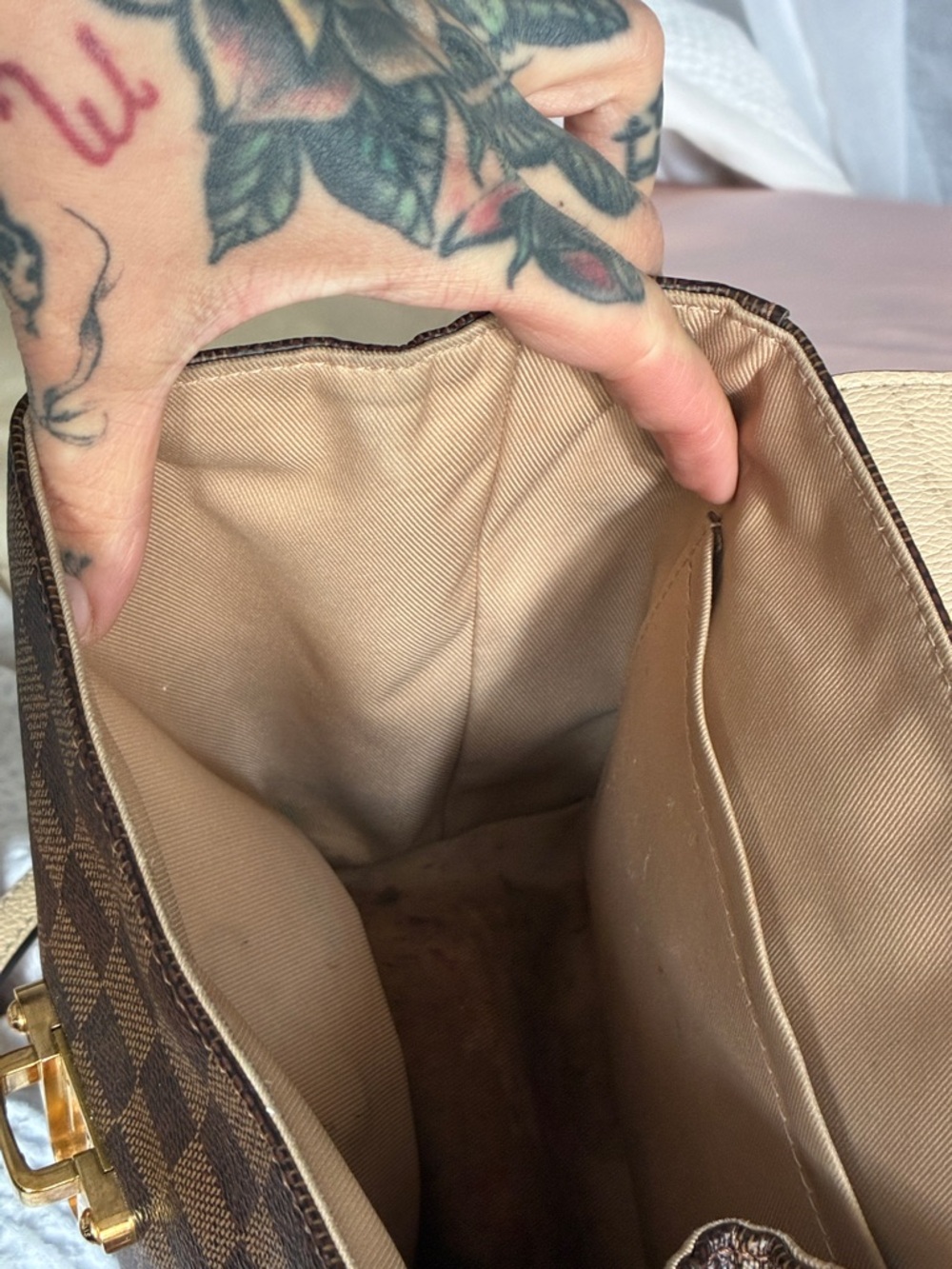 Louis Vuitton Brown and Crème Clapton Bag - Picture 9 of 14